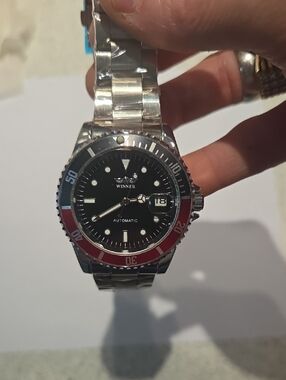 Automatic Stainless Steel Watch - Black Dial with Red & Black Bezel ( COKE)